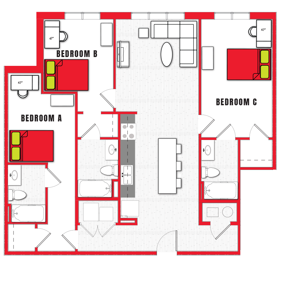 Stanhope Floorplans NC State Student Apartments
