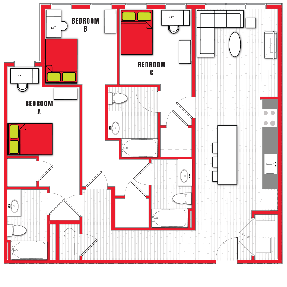 Stanhope Floorplans NC State Student Apartments